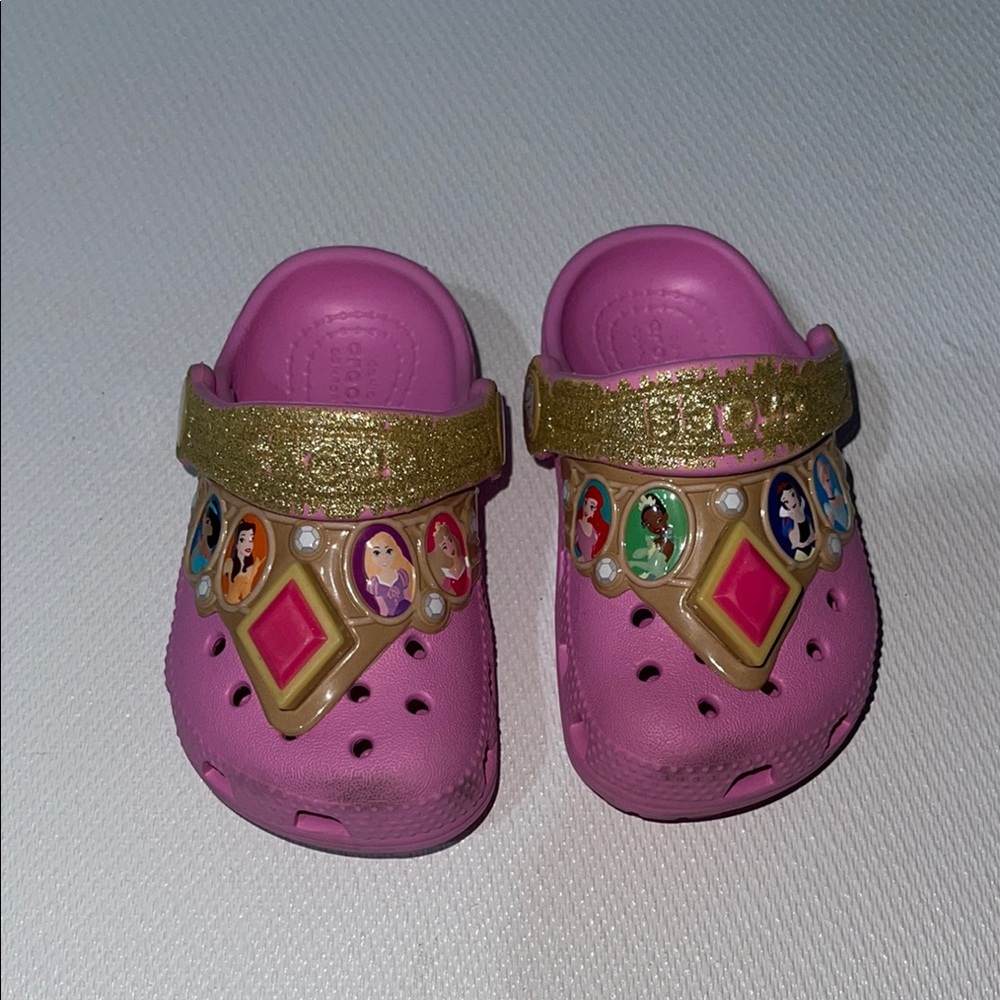 CROCS Pink and Gold Disney Princess Clogs with light
